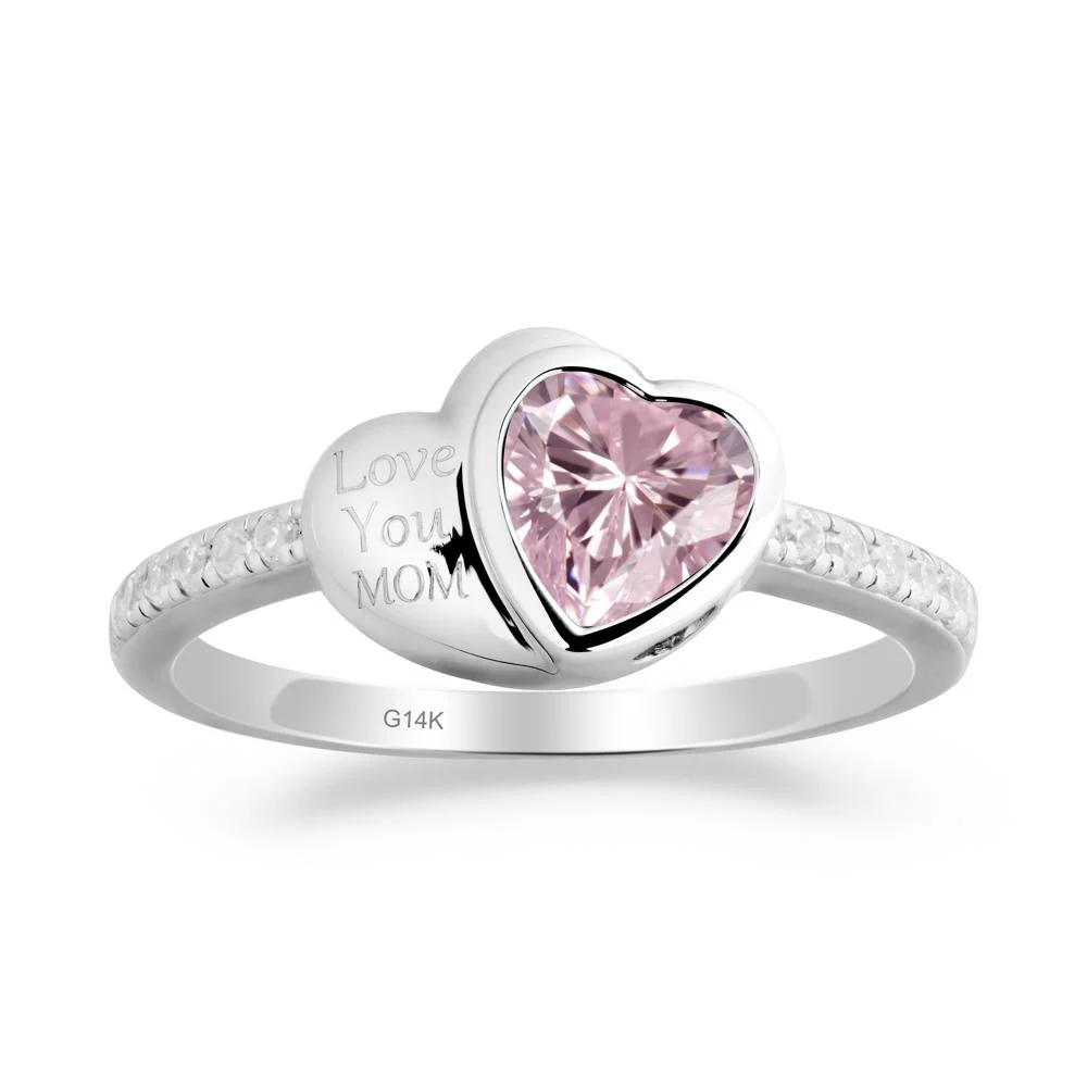 Bezel Set Heart Shaped Pink Cubic Zirconia Ring - Image 8