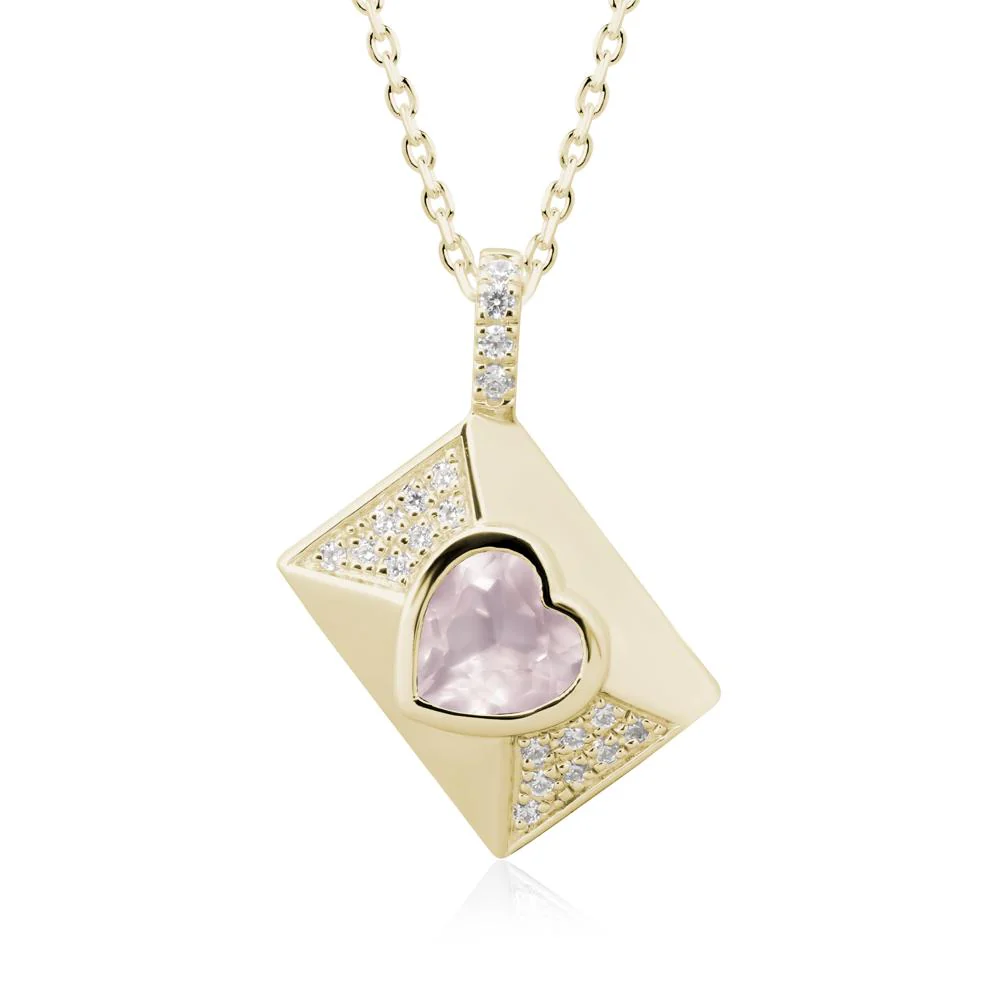 Bezel Set Heart Shaped Rose Quartz Neckace - Image 4