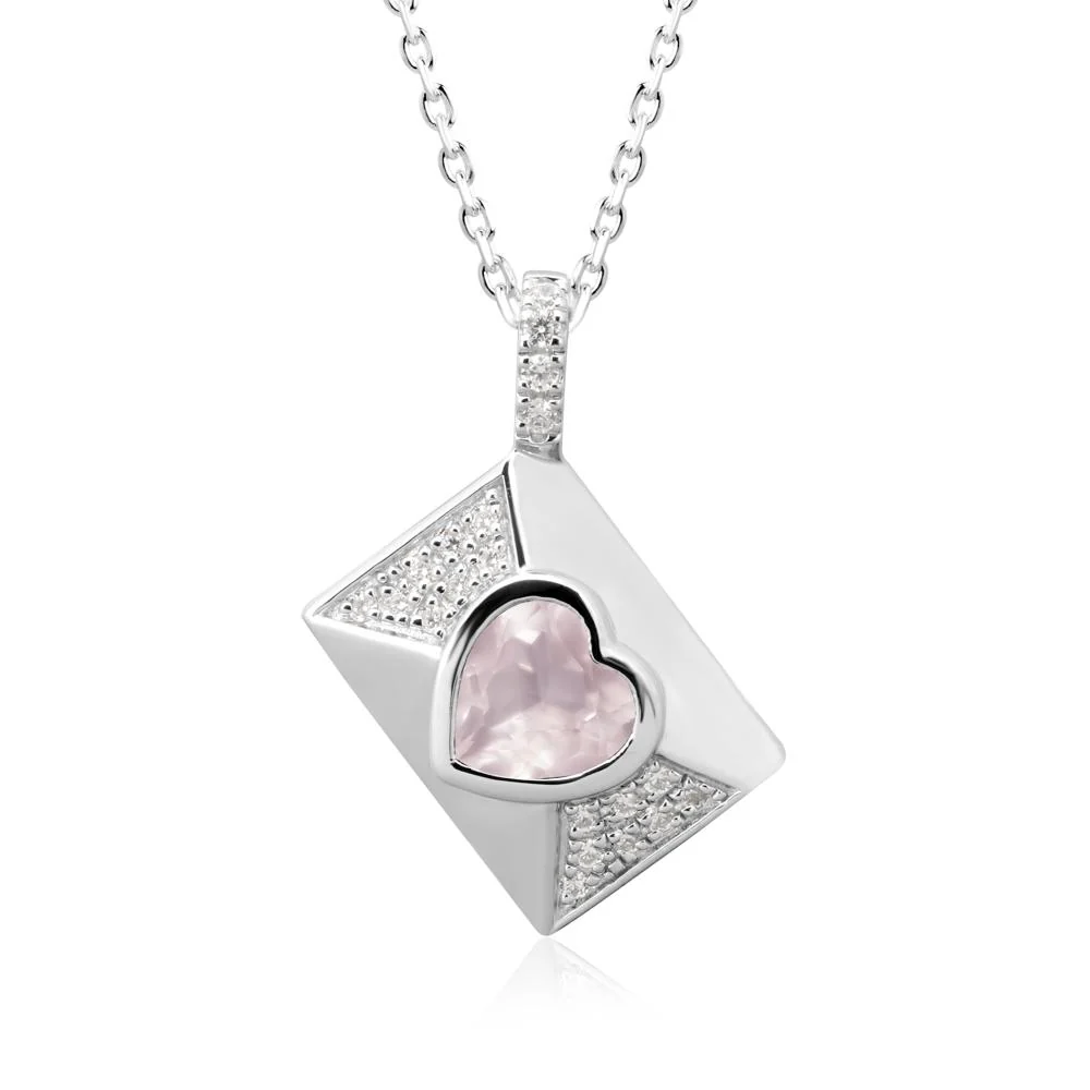 Bezel Set Heart Shaped Rose Quartz Neckace - Image 9