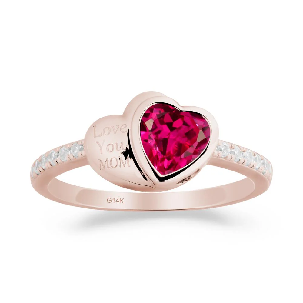 Bezel Set Heart Shaped Ruby Ring - Image 4