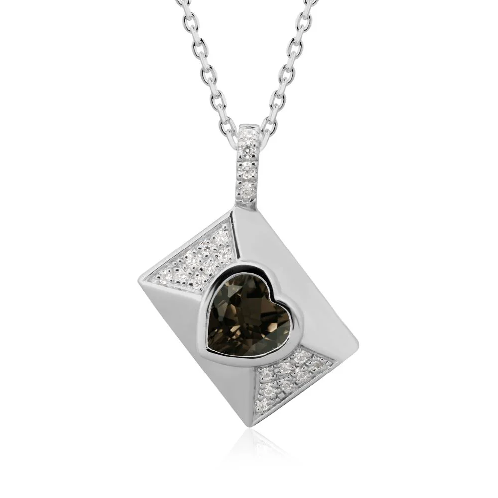 Bezel Set Heart Shaped Smoky Quartz Neckace