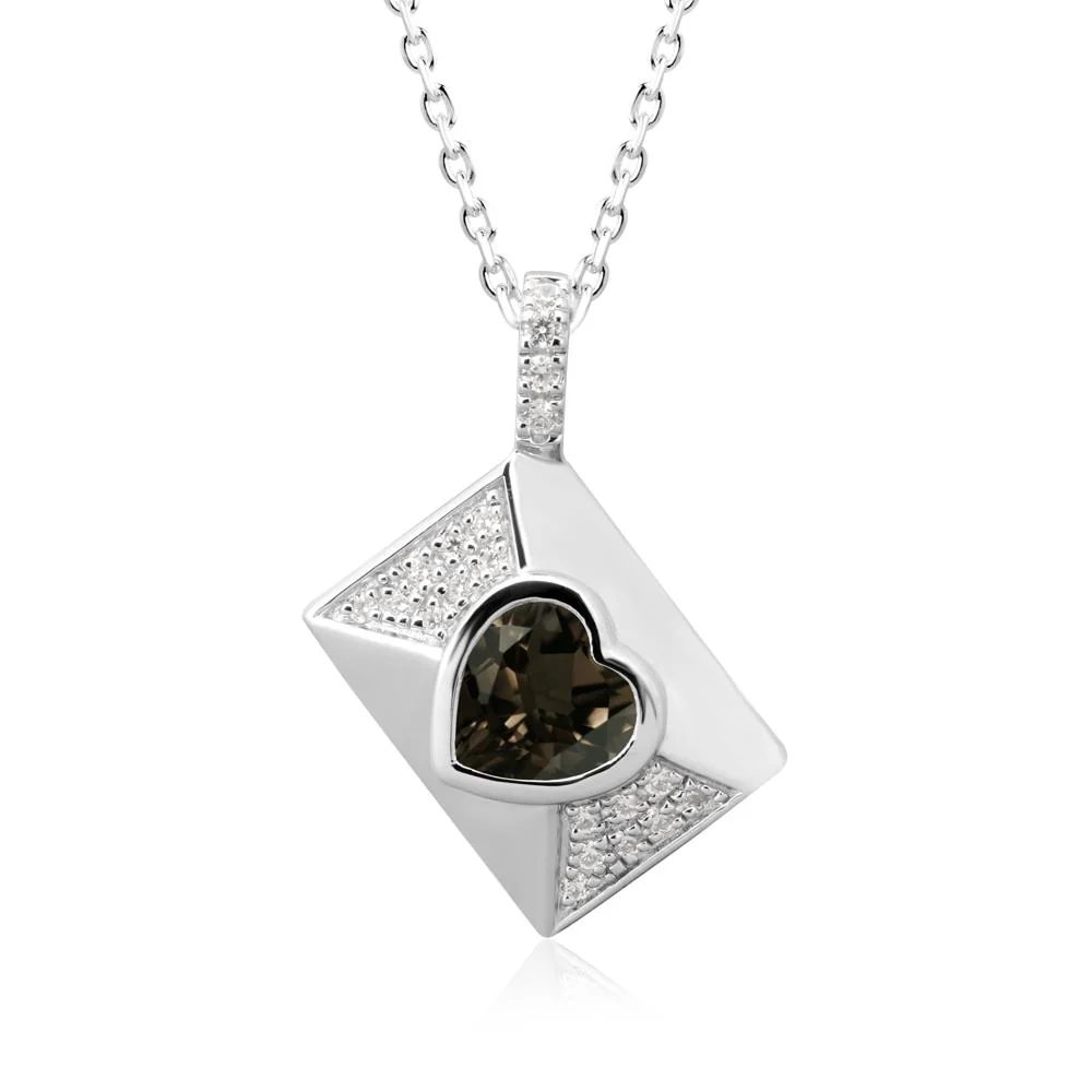 Bezel Set Heart Shaped Smoky Quartz Neckace - Image 3