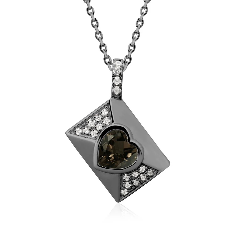 Bezel Set Heart Shaped Smoky Quartz Neckace - Image 8