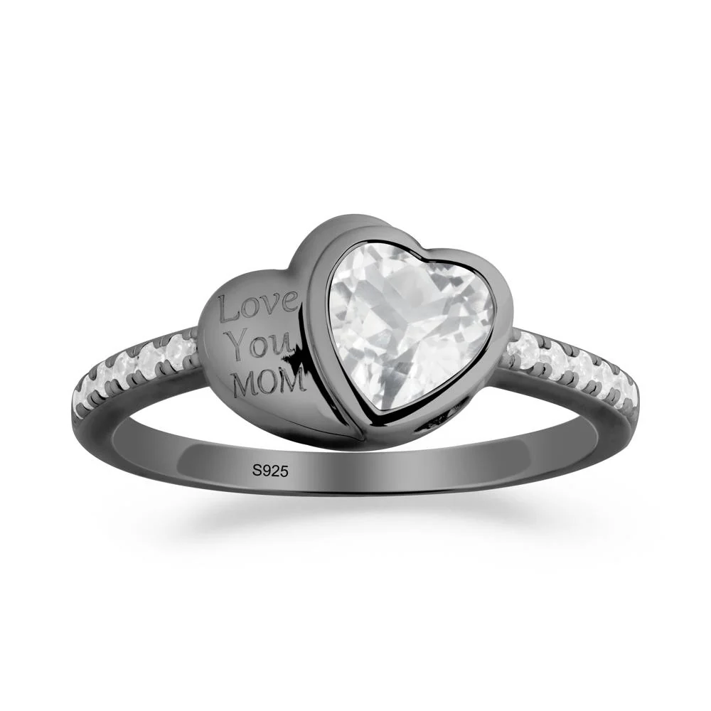 Bezel Set Heart Shaped White Topaz Ring