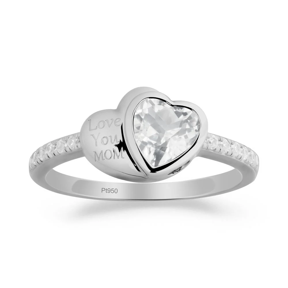 Bezel Set Heart Shaped White Topaz Ring - Image 3