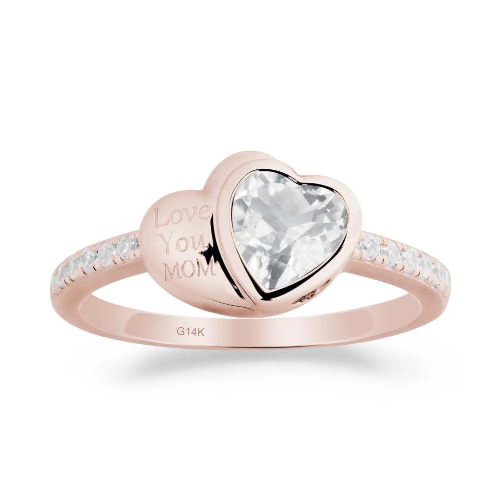 Bezel Set Heart Shaped White Topaz Ring - Image 5
