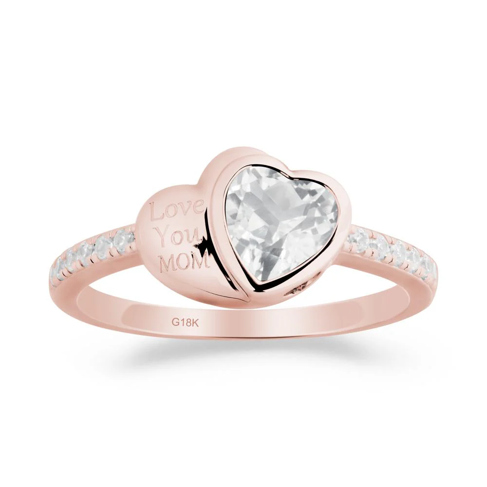 Bezel Set Heart Shaped White Topaz Ring - Image 6