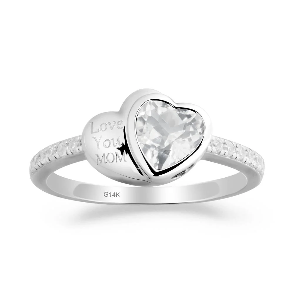 Bezel Set Heart Shaped White Topaz Ring - Image 8