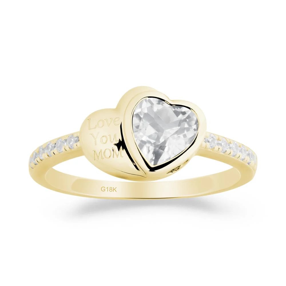 Bezel Set Heart Shaped White Topaz Ring - Image 9