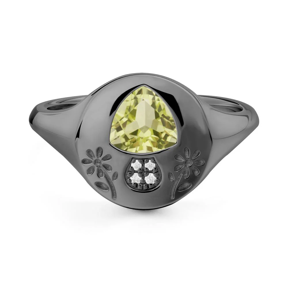 Bezel Set Lemon Quartz Signet Ring