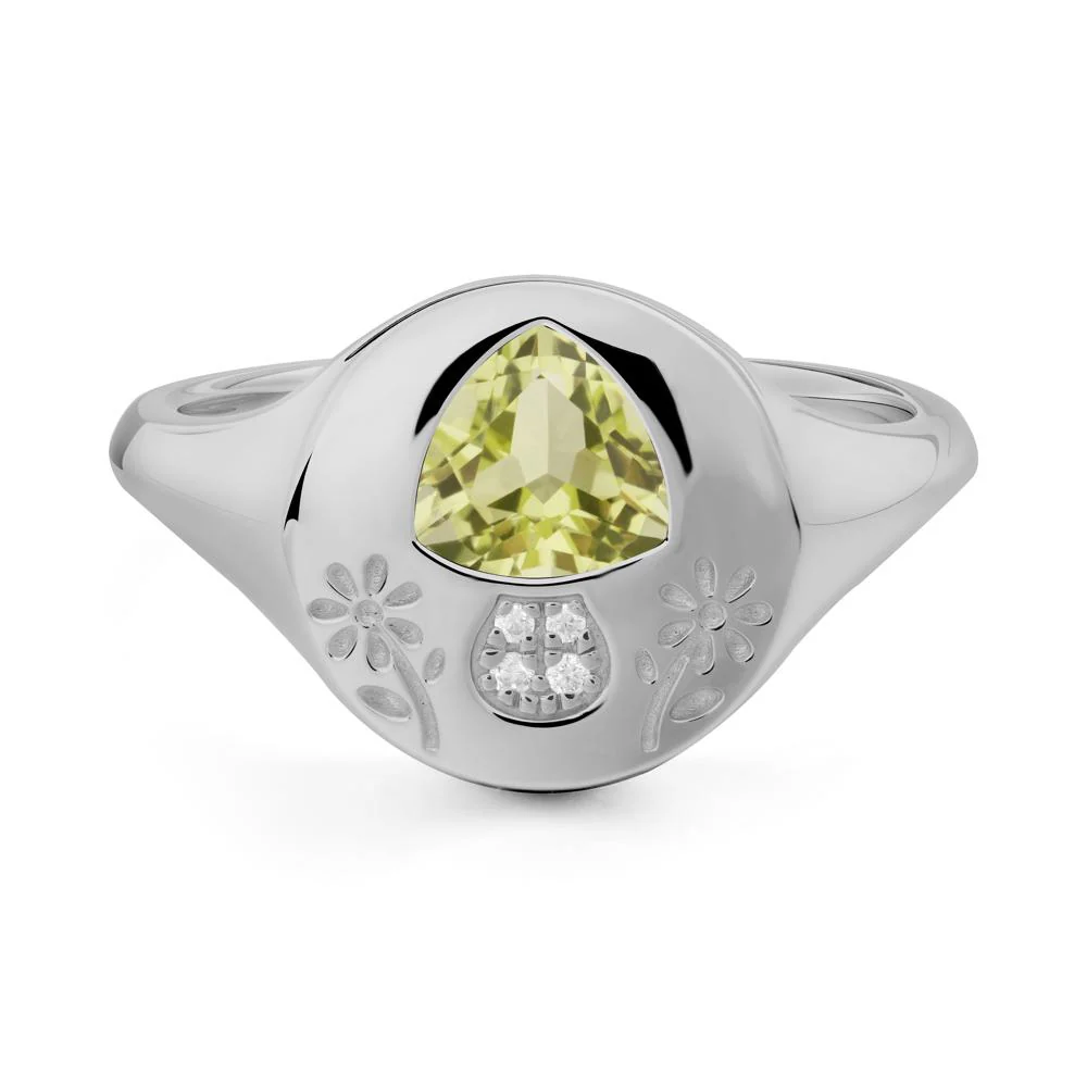 Bezel Set Lemon Quartz Signet Ring - Image 3