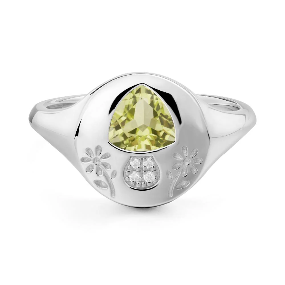 Bezel Set Lemon Quartz Signet Ring - Image 8