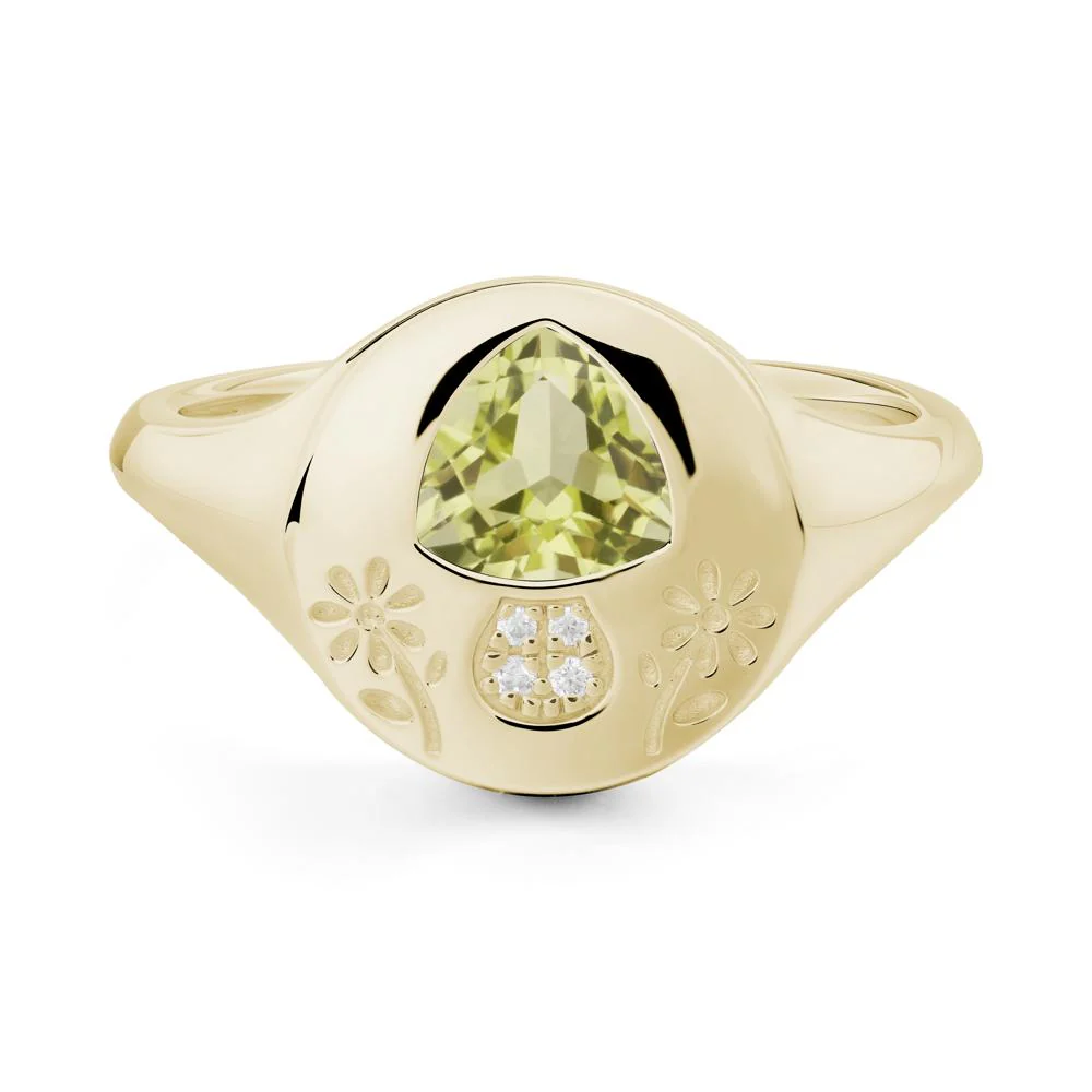 Bezel Set Lemon Quartz Signet Ring - Image 9