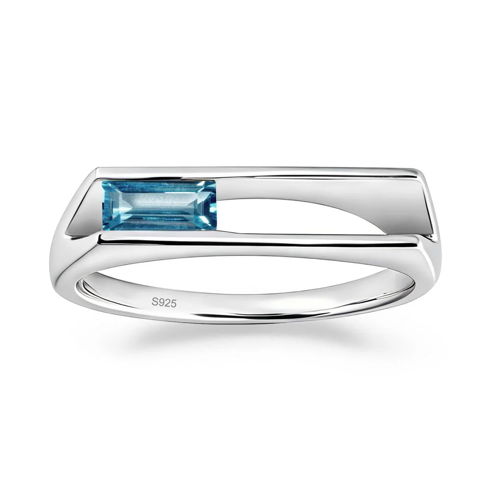 Bezel Set London Blue Topaz Tension Ring - Image 3