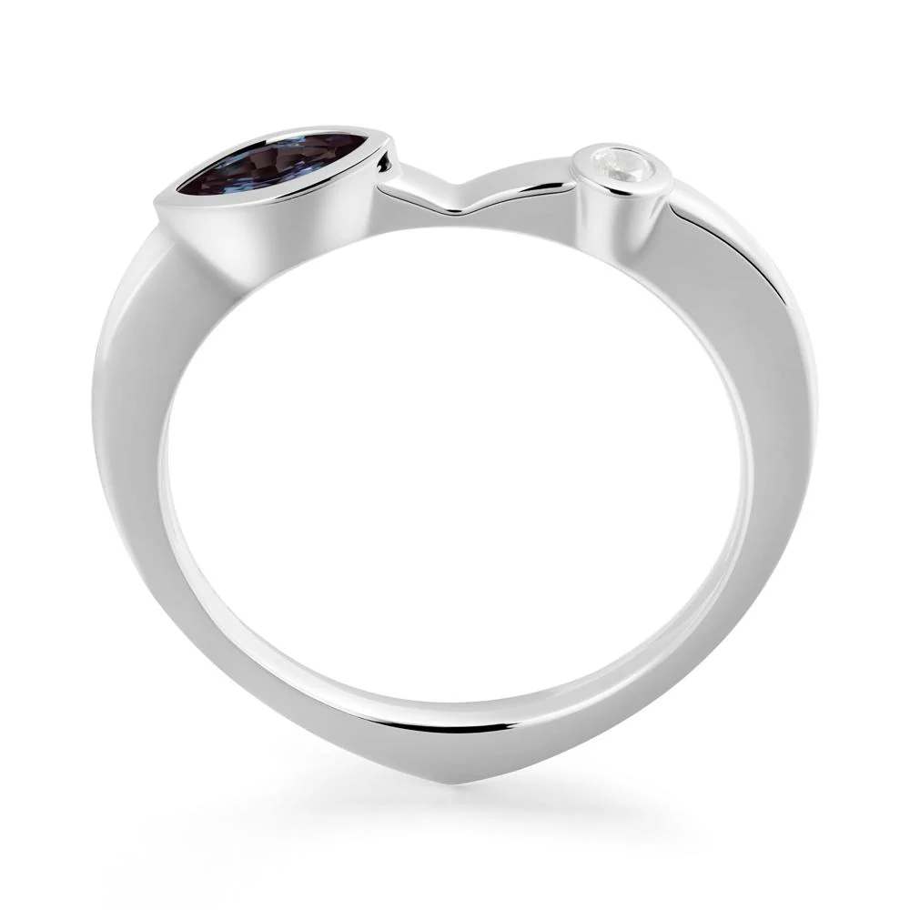 Bezel Set Marquise Alexandrite Promise Ring - Image 3