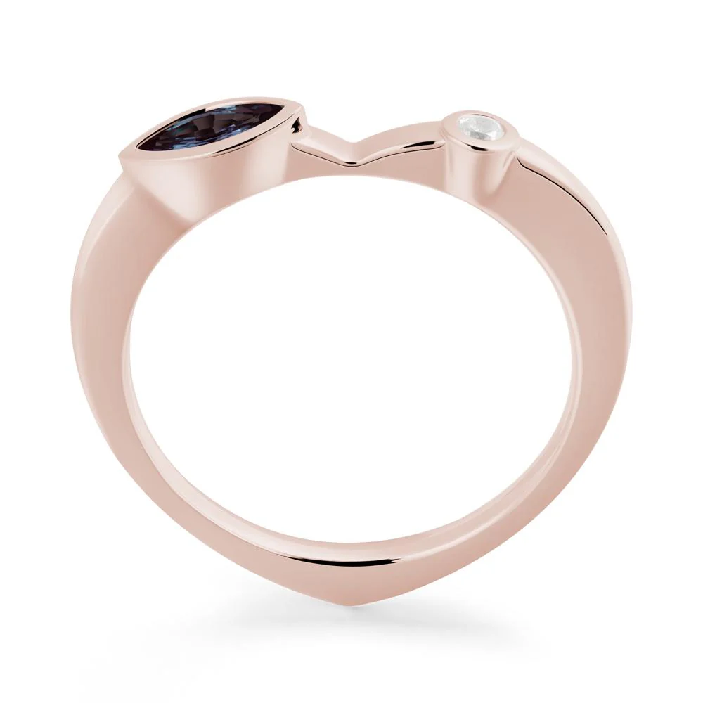 Bezel Set Marquise Alexandrite Promise Ring - Image 4
