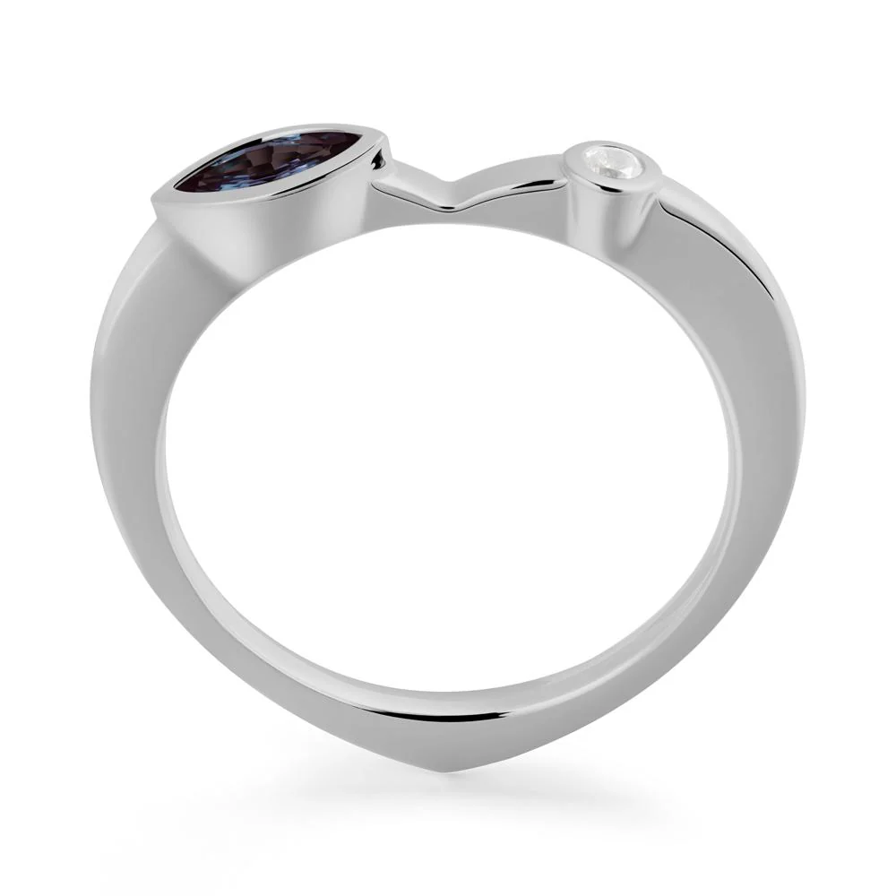 Bezel Set Marquise Alexandrite Promise Ring - Image 5