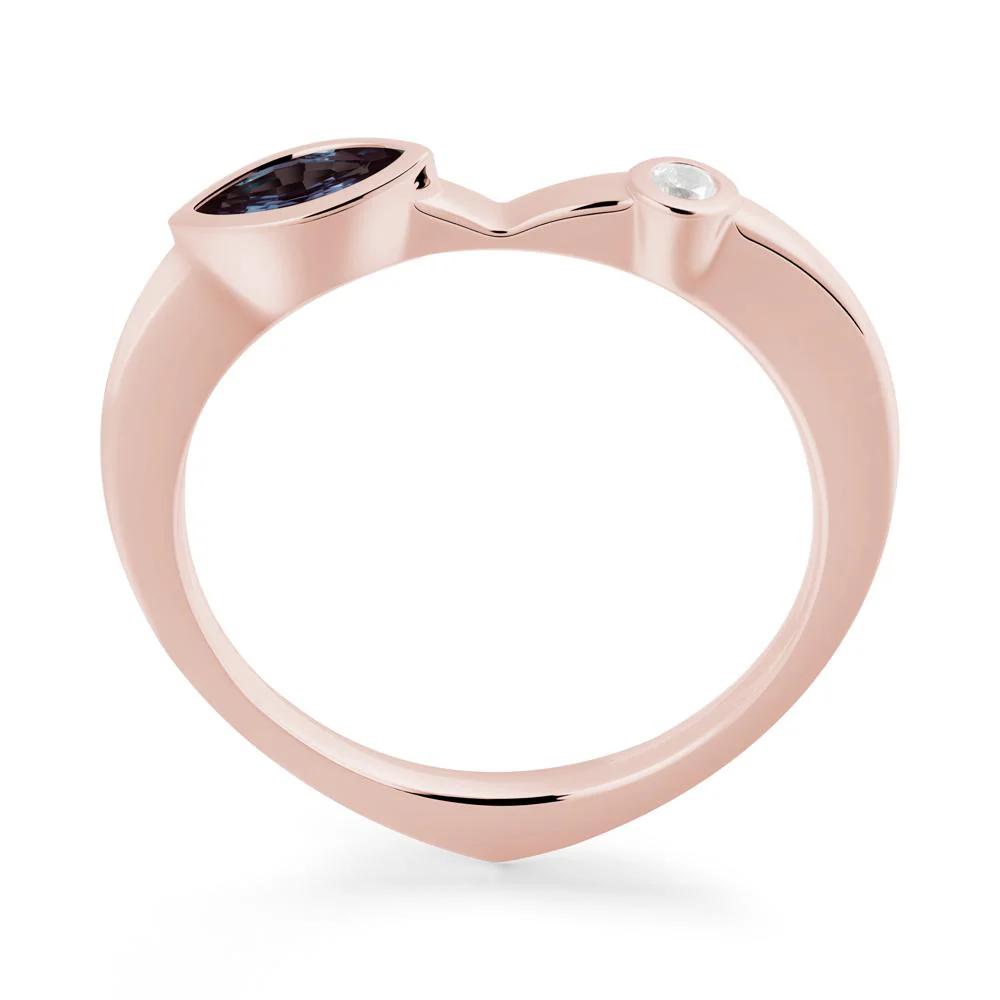 Bezel Set Marquise Alexandrite Promise Ring - Image 7
