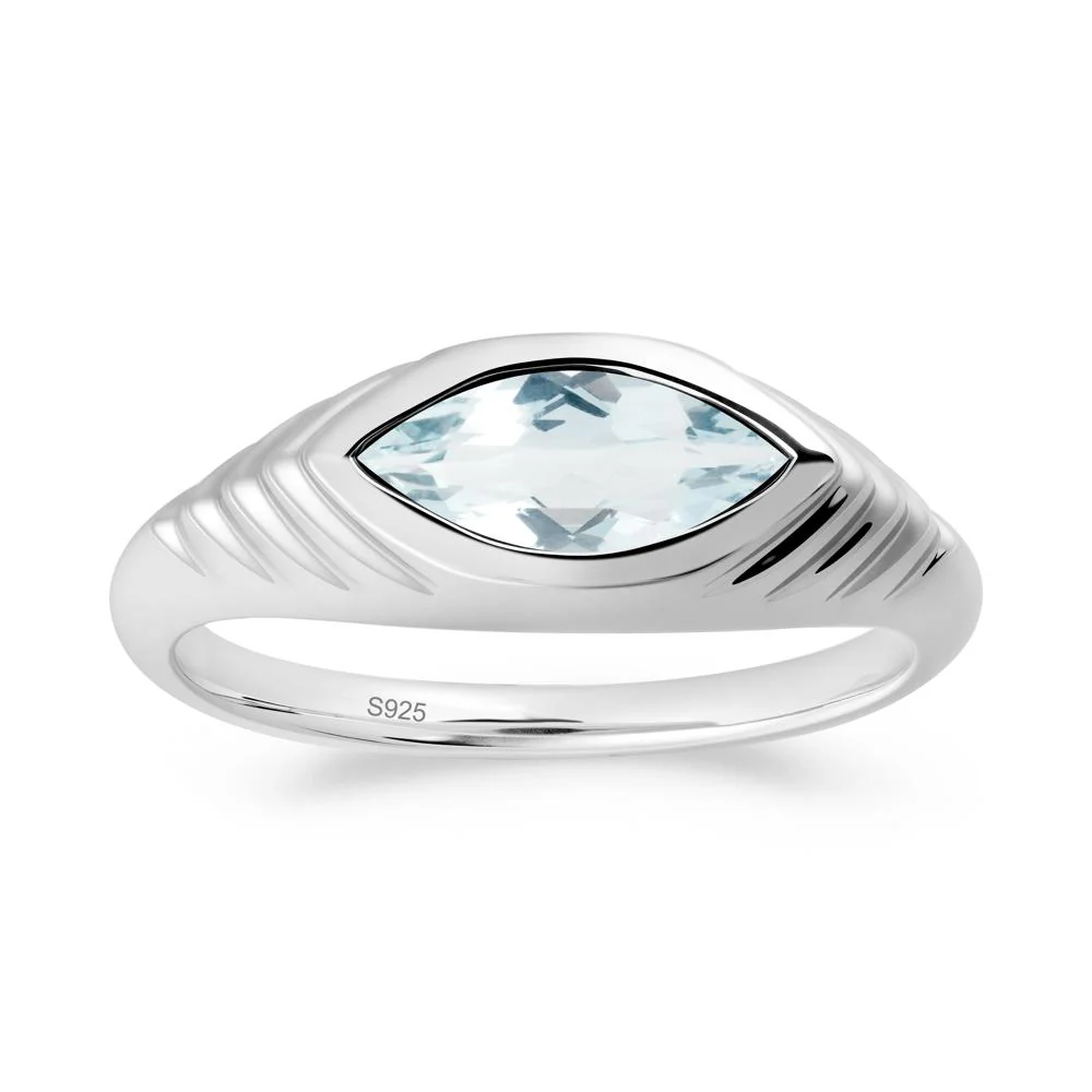 Bezel Set Marquise Aquamarine Ring - Image 2