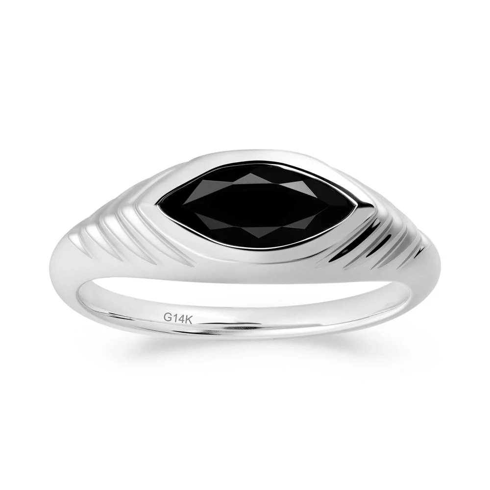 Bezel Set Marquise Black Spinel Ring - Image 6