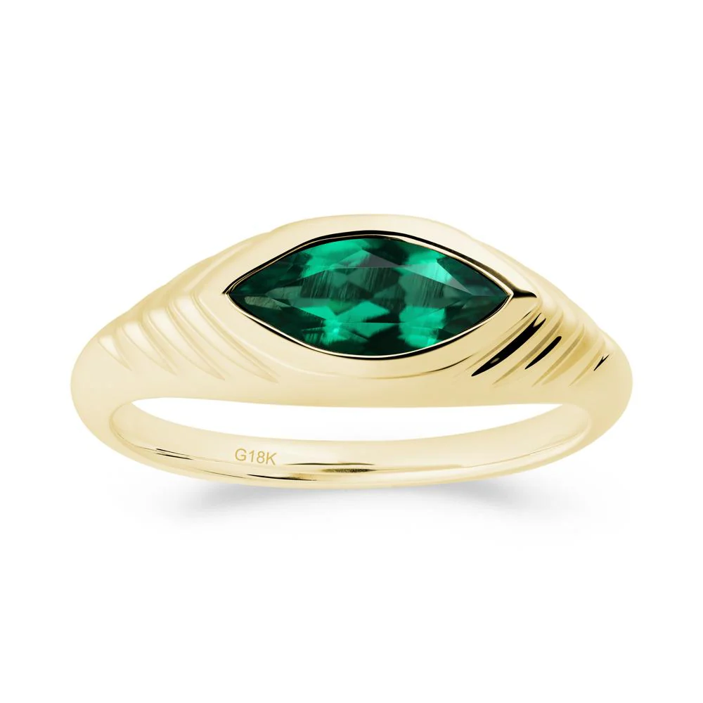 Bezel Set Marquise Emerald Ring - Image 3