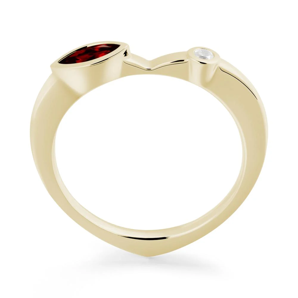 Bezel Set Marquise Garnet Promise Ring - Image 2