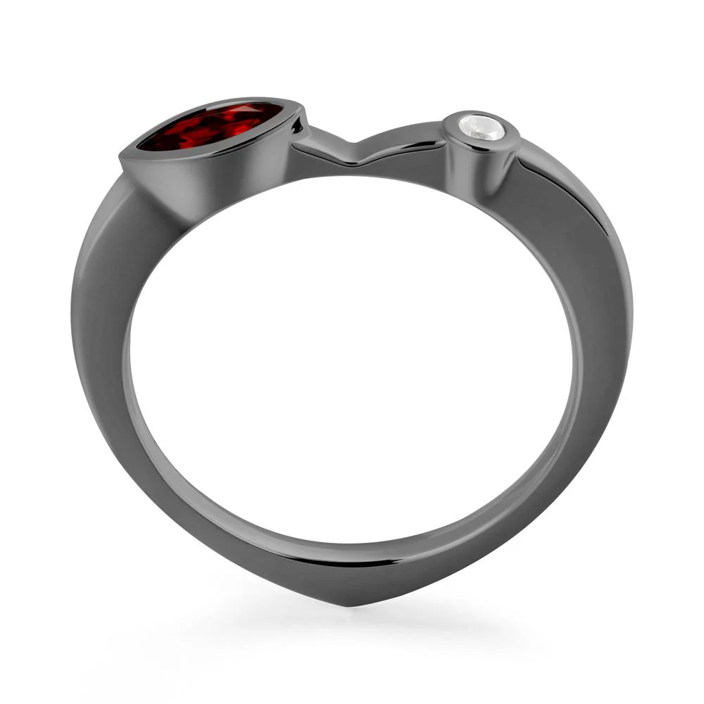 Bezel Set Marquise Garnet Promise Ring - Image 6