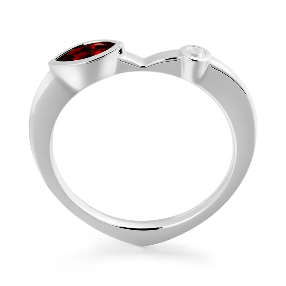 Bezel Set Marquise Garnet Promise Ring - Image 8