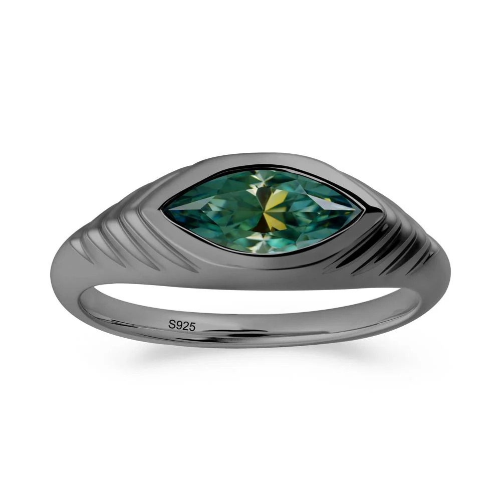Bezel Set Marquise Green Moissanite Ring