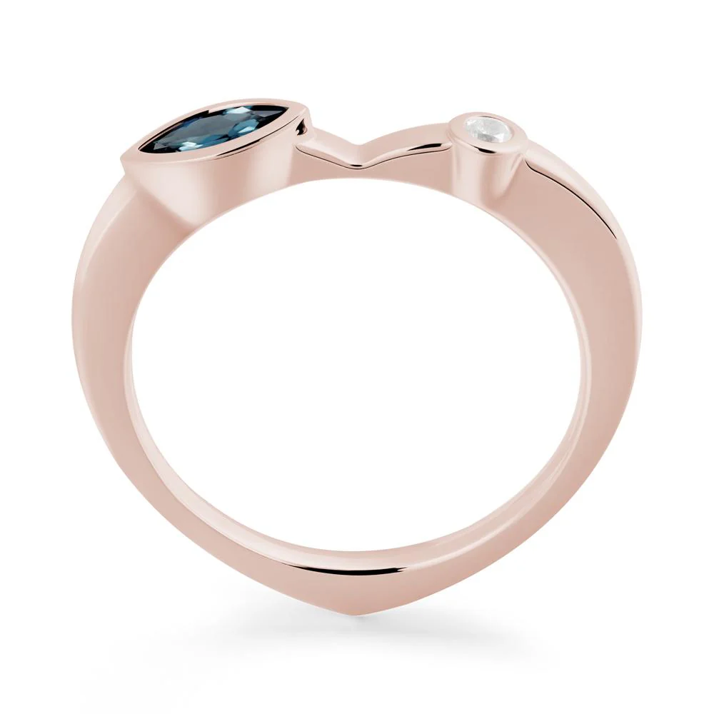 Bezel Set Marquise London Blue Topaz Promise Ring
