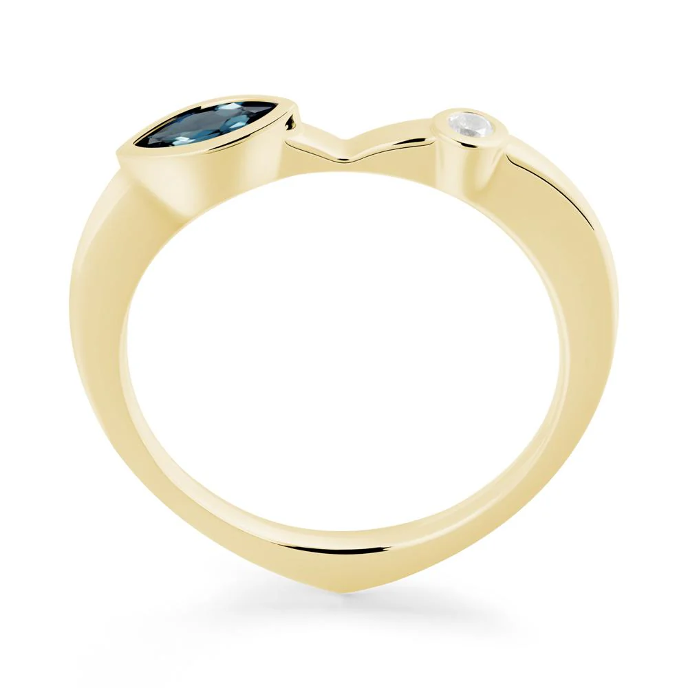 Bezel Set Marquise London Blue Topaz Promise Ring - Image 6