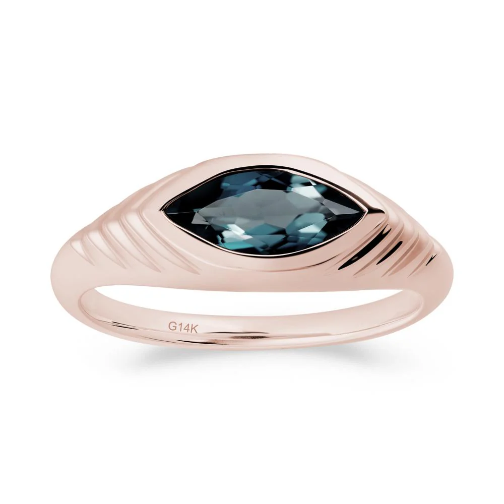 Bezel Set Marquise London Blue Topaz Ring