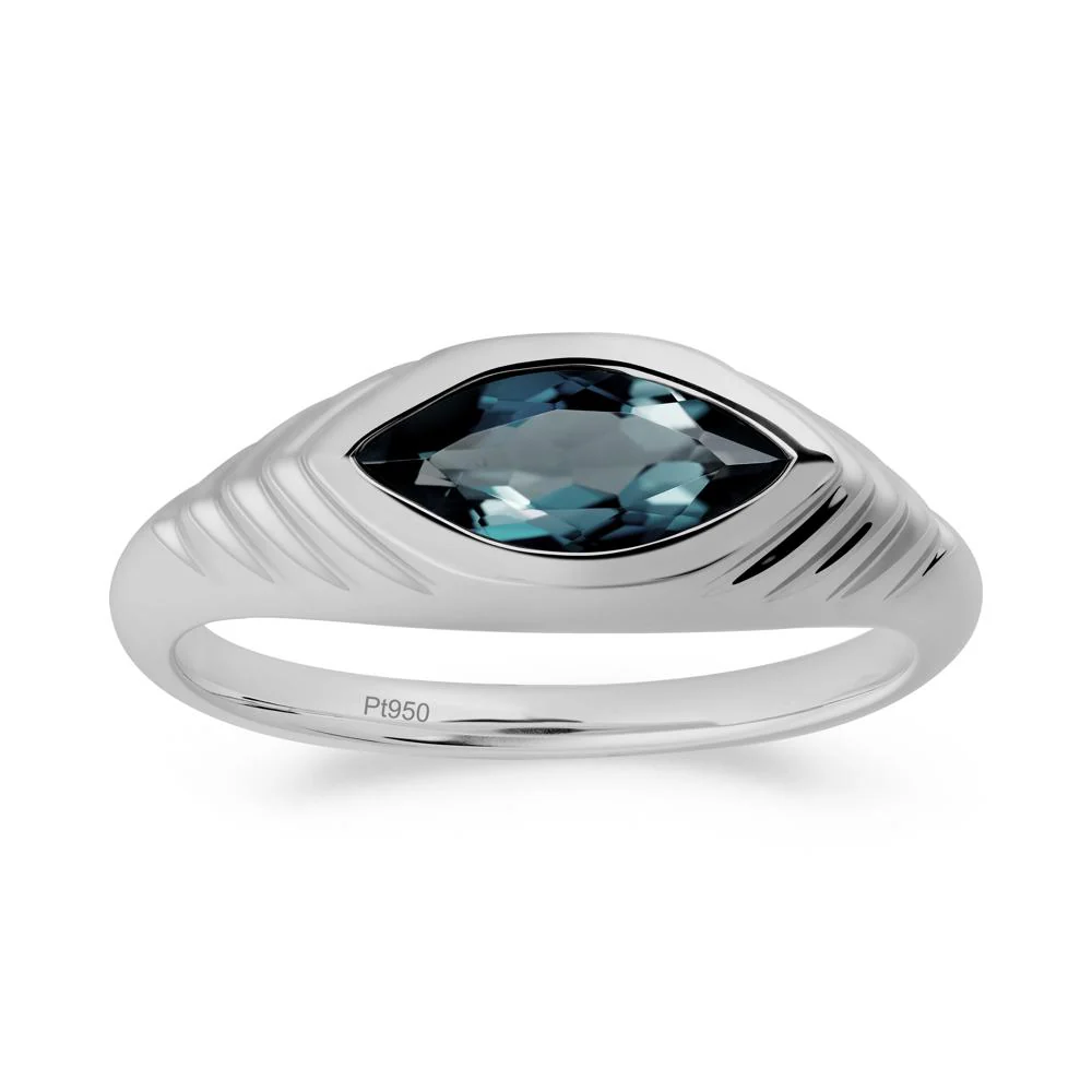 Bezel Set Marquise London Blue Topaz Ring - Image 3