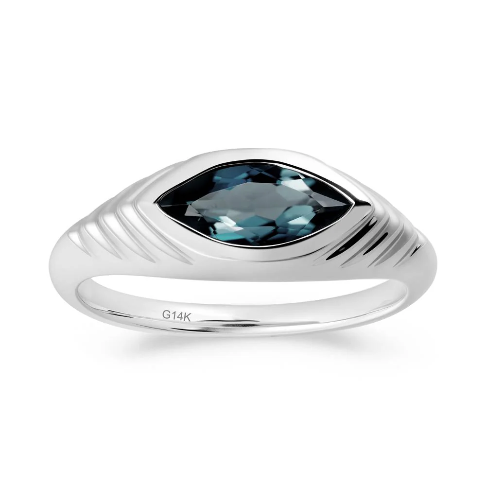 Bezel Set Marquise London Blue Topaz Ring - Image 7