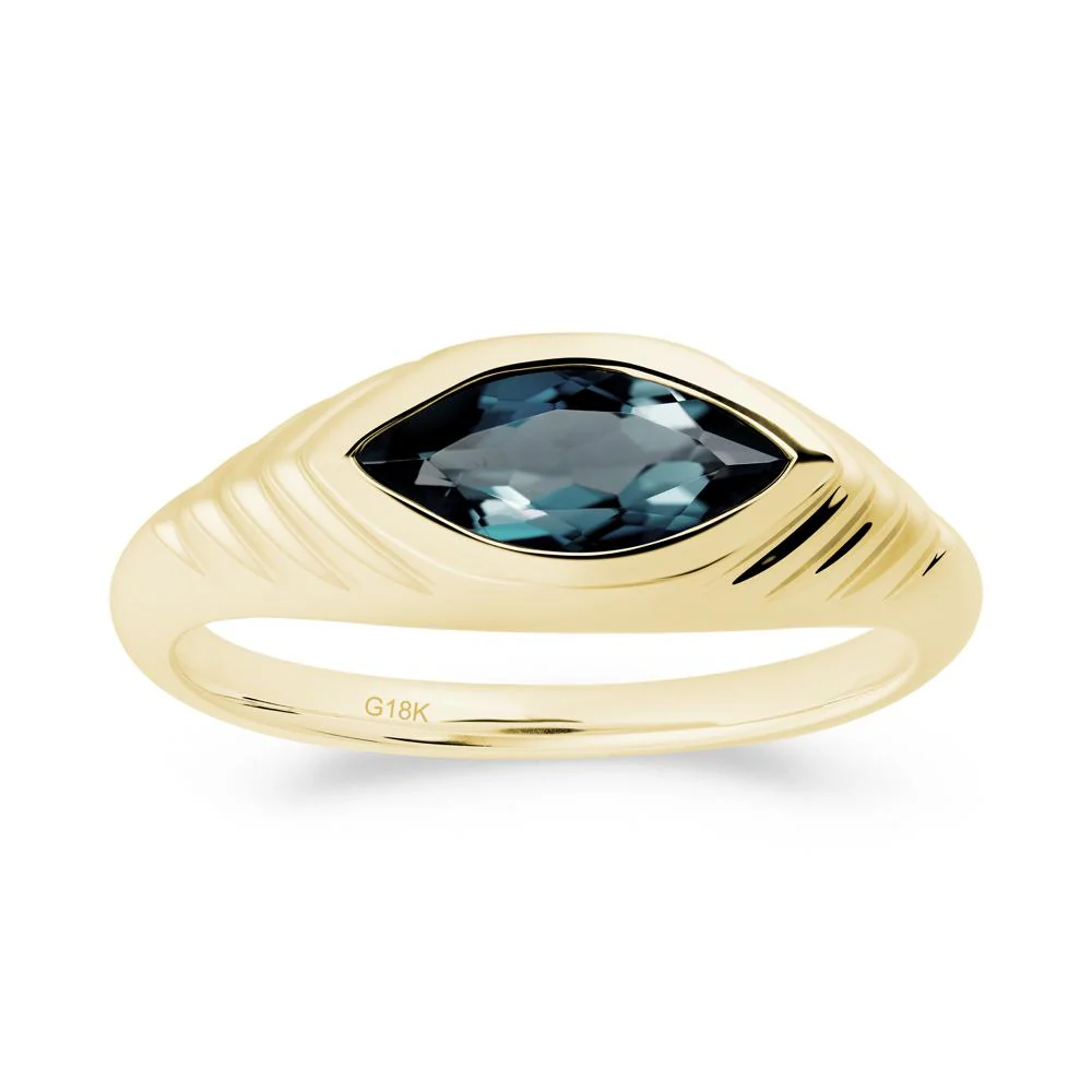 Bezel Set Marquise London Blue Topaz Ring - Image 9