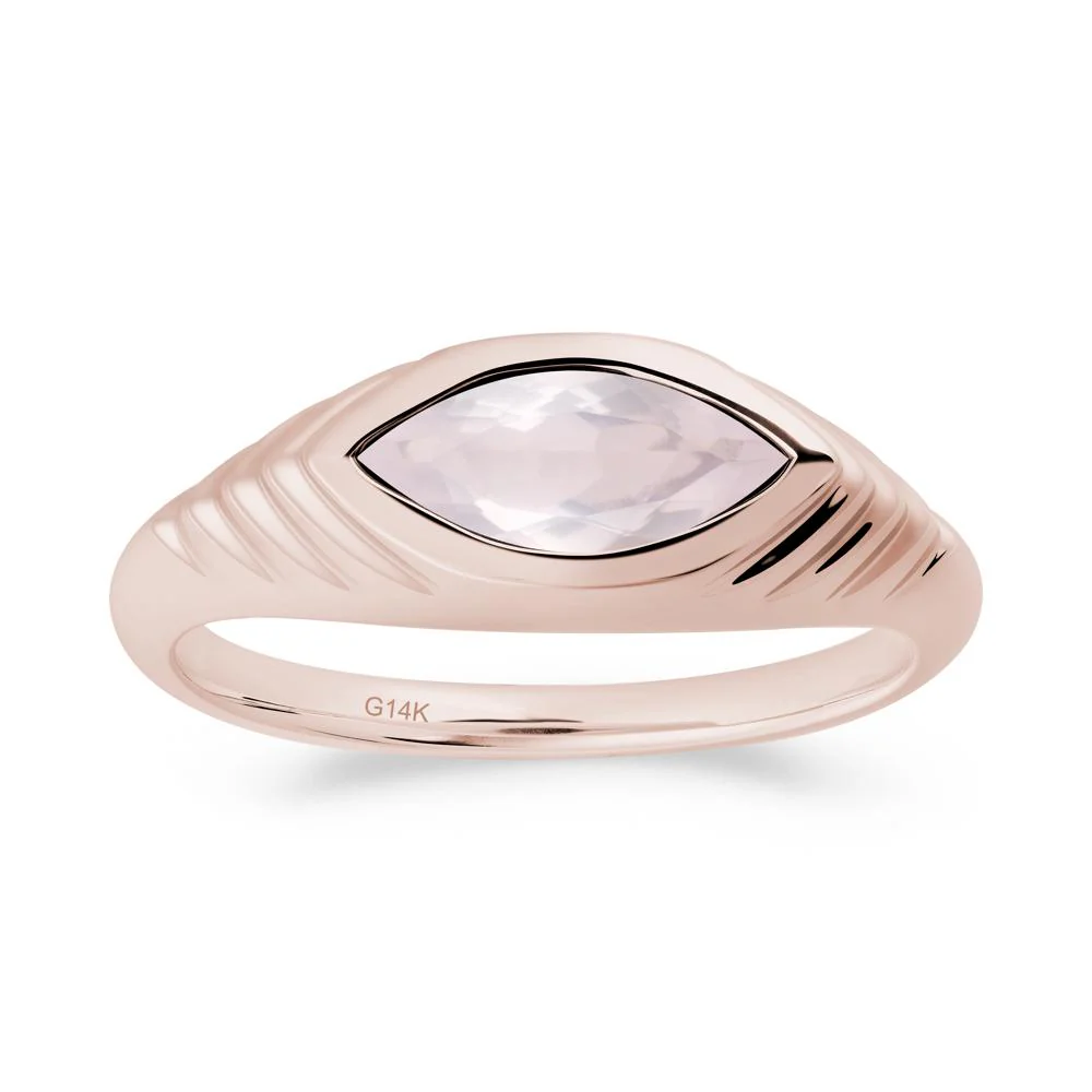 Bezel Set Marquise Rose Quartz Ring