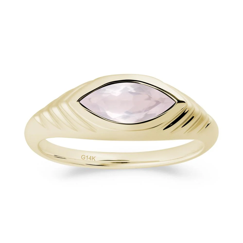 Bezel Set Marquise Rose Quartz Ring - Image 3