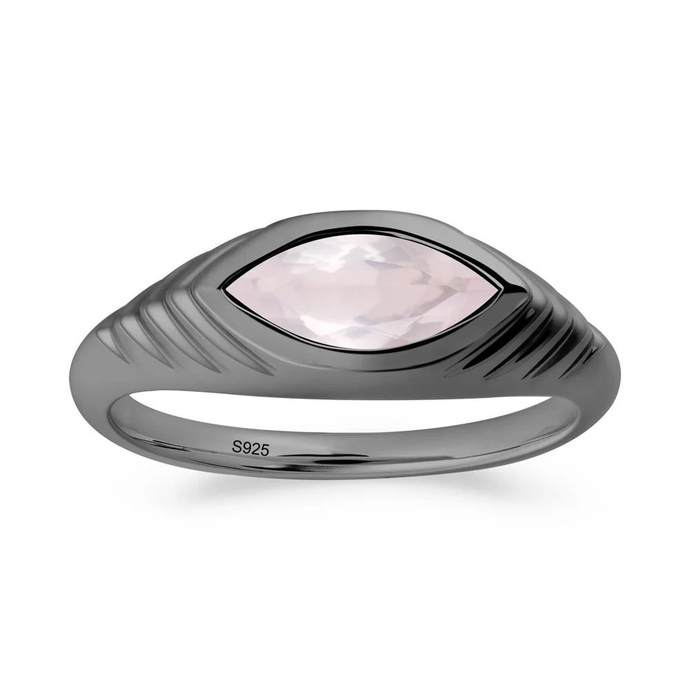 Bezel Set Marquise Rose Quartz Ring - Image 5
