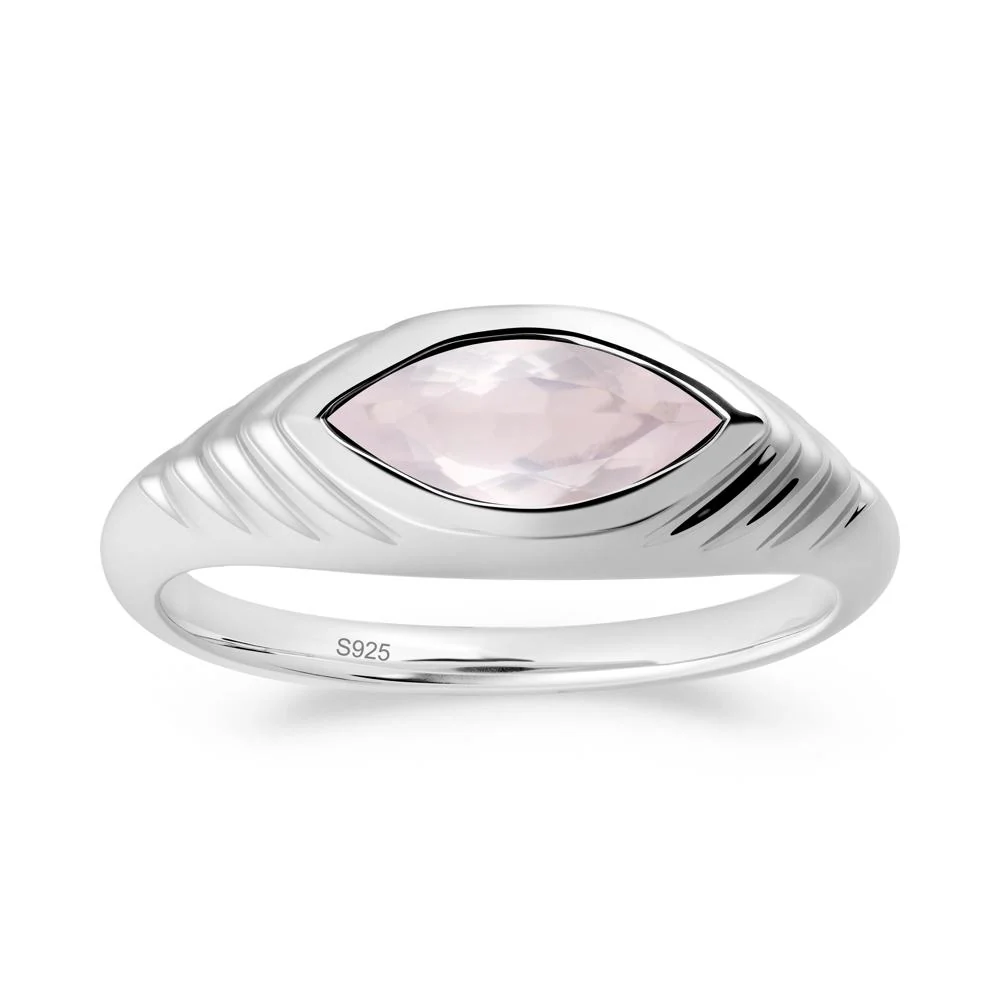 Bezel Set Marquise Rose Quartz Ring - Image 8
