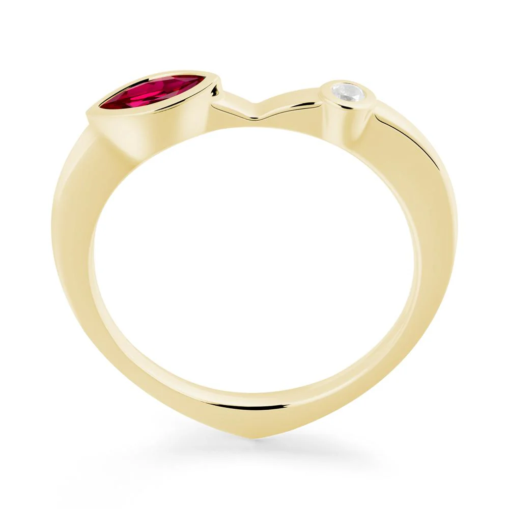 Bezel Set Marquise Ruby Promise Ring - Image 4