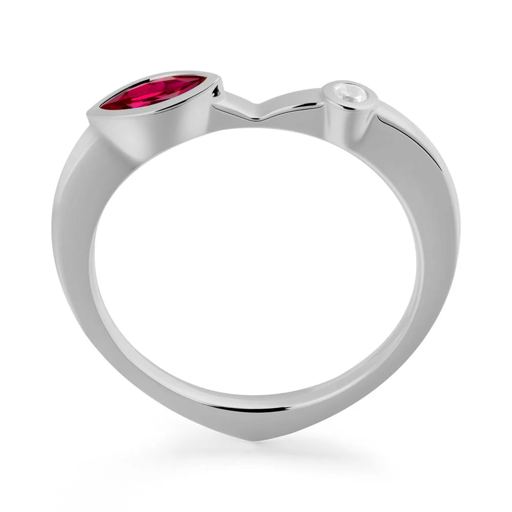 Bezel Set Marquise Ruby Promise Ring - Image 5