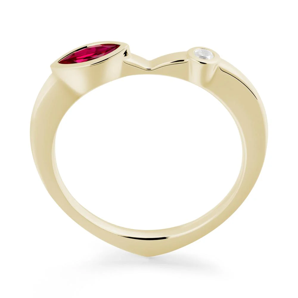 Bezel Set Marquise Ruby Promise Ring - Image 6