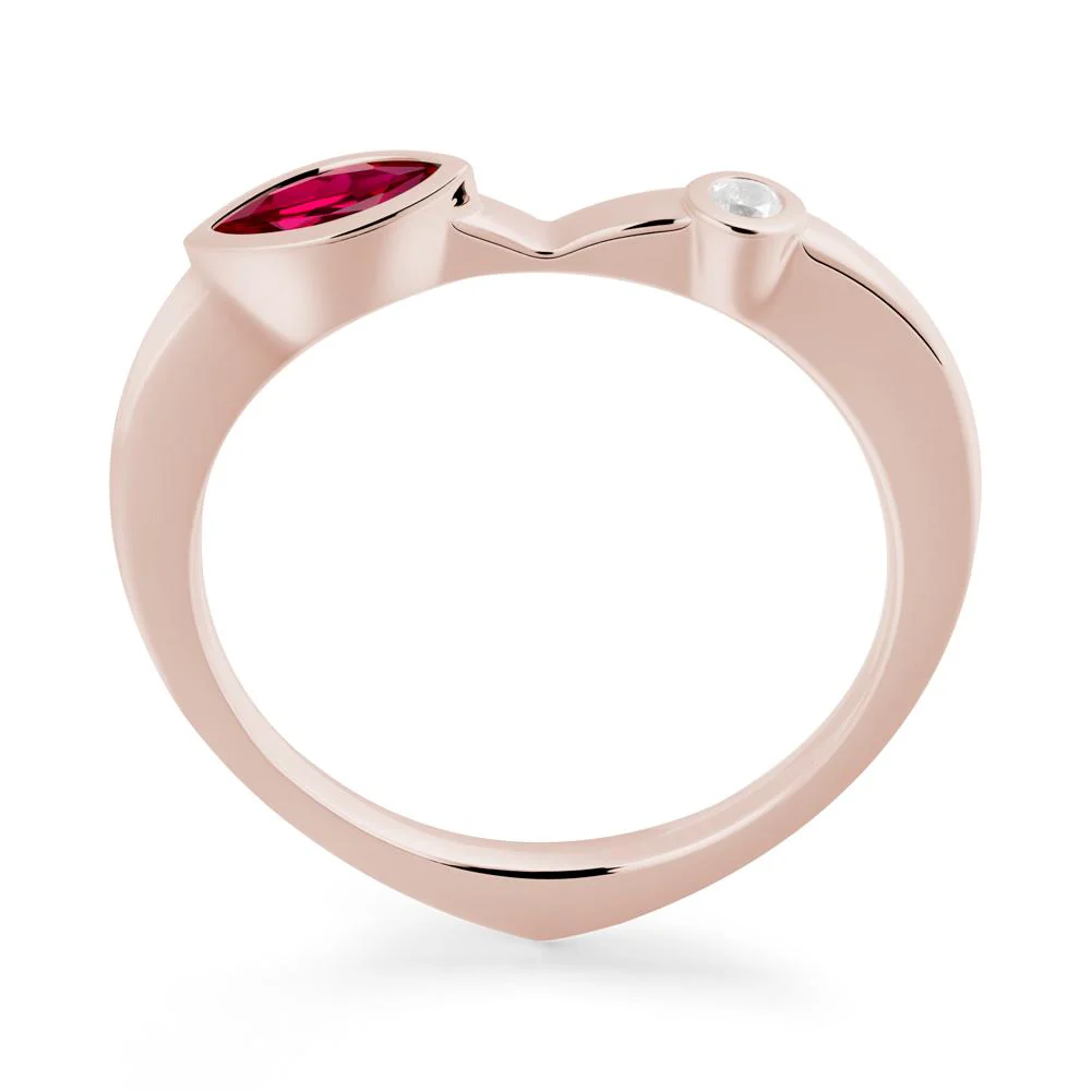Bezel Set Marquise Ruby Promise Ring - Image 8