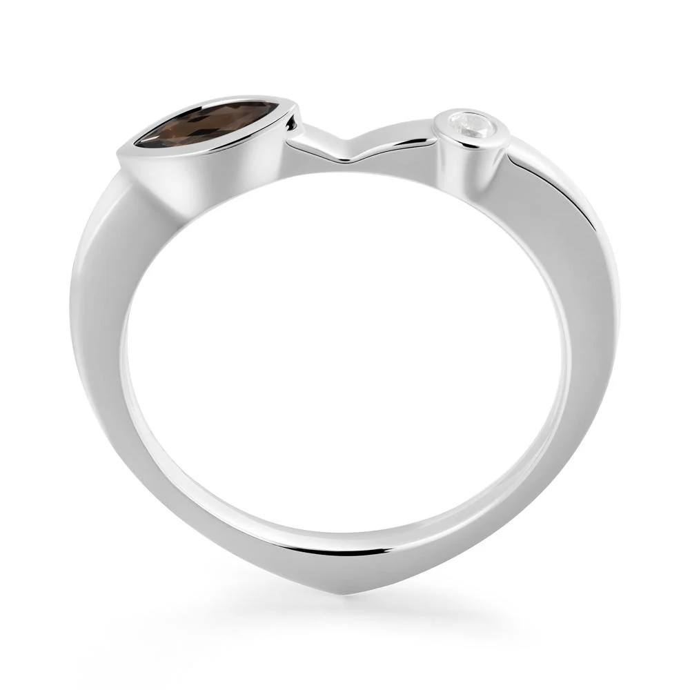 Bezel Set Marquise Smoky Quartz Promise Ring - Image 2
