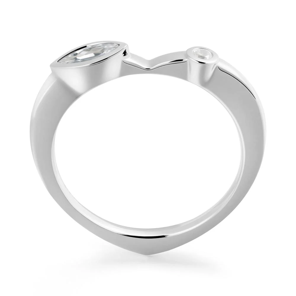 Bezel Set Marquise White Topaz Promise Ring - Image 3