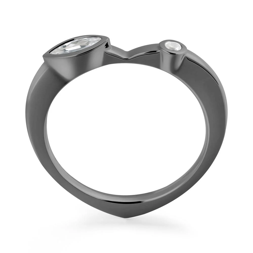 Bezel Set Marquise White Topaz Promise Ring - Image 4