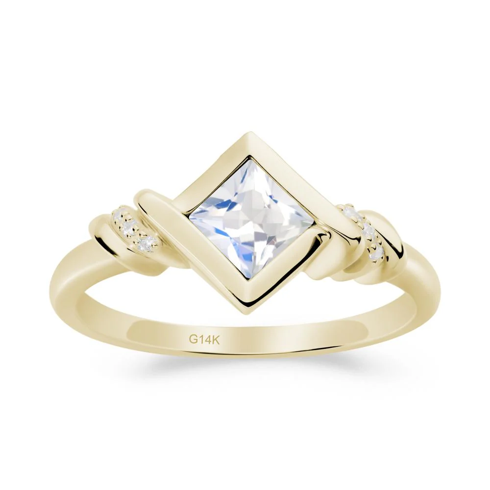 Bezel Set Moonstone Ring with Twisted Shank