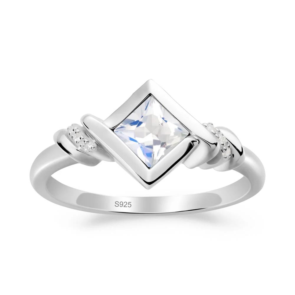 Bezel Set Moonstone Ring with Twisted Shank - Image 2