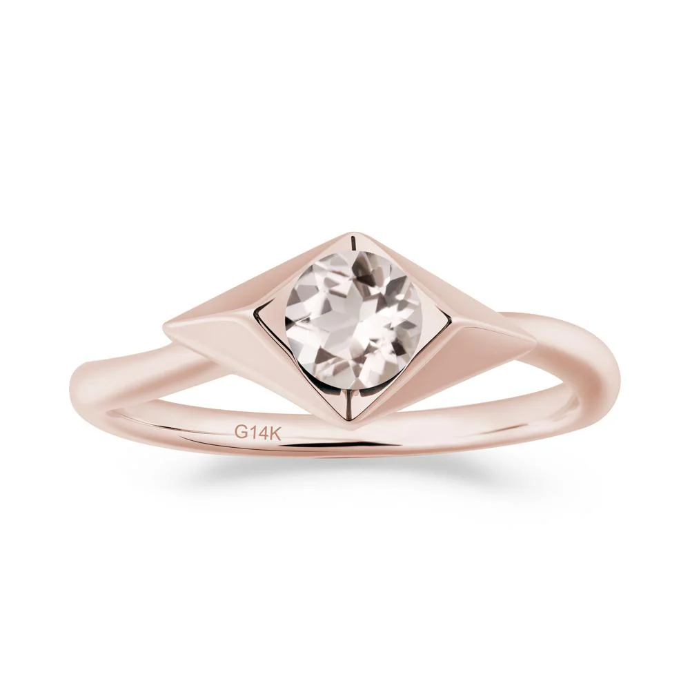 Bezel Set Morganite Ring with Twisted Band - Image 4