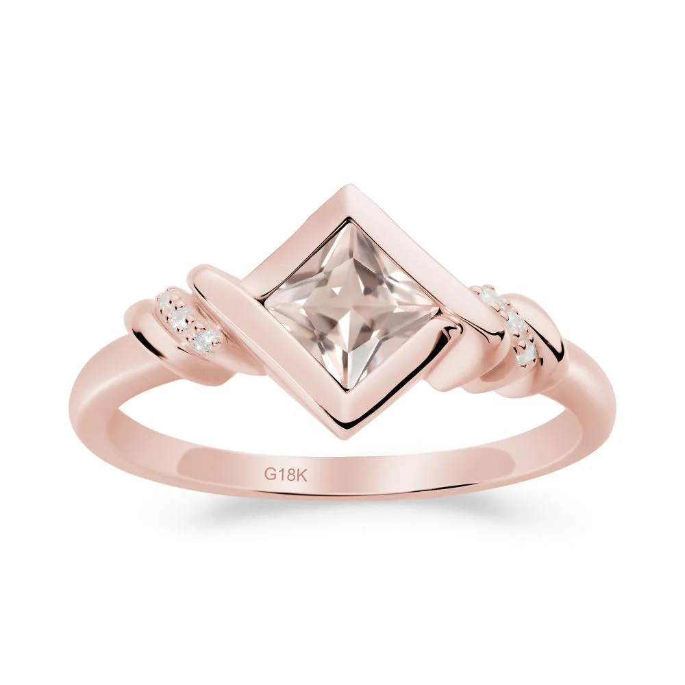Bezel Set Morganite Ring with Twisted Shank - Image 6